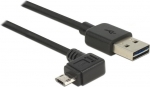 Delock - USB-Kabel - USB (M) gerade zu Micro-USB Typ B (M) gewinkelt - USB2.0 - 3,0m - umkehrbare Stecker - Schwarz (83854)