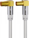 Goobay TV Antennenkabel (135 dB typ), 4x geschirmt, 1 m, Wei&szlig; - vergoldet, Koax-Buchse 90&deg; > Koax-Stecker 90&deg; (70411)