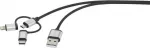 Renkforce USB kabelis USB 2.0 USB-A ki&scaron;tukas, USB-C&trade; ki&scaron;tukas, USB-Micro-B ki&scaron;tukas, Apple Lightning ki&scaron;tukas 3,00 m tamsiai pilka pintas (RF-3334578)
