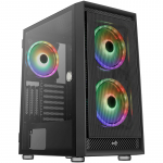 AeroCool Graphite-G-BK-v3 - MDT - ATX - Seitenteil mit Fenster (geh&auml;rtetes Glas) - keine Spannungsversorgung (ATX) - Schwarz - USB/Audio (ACCM-PB24133.11)