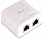 GETFORT GF-2G6UTP 2 prievadų RJ45 Cat.6 UTP pavir&scaron;iaus tinklo lizdas, baltas