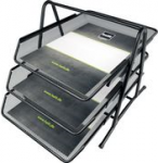 helit Briefablagen-Set the bridge network, schwarz 3er Set, DIN A4 bis C4, pulverbeschichteter Mesh-Stahl / - 1 St&uuml;ck (H2518295)