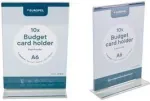 EUROPEL Budget akrilinis stalo informacinis stovelis, DIN A6 vertikalus, tiesus, skaidrus, vienpusis