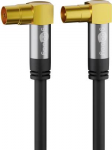 Goobay TV Antennenkabel (135 dB typ), 4x geschirmt, 3 m, Schwarz - vergoldet, Koax-Buchse 90&deg; > Koax-Stecker 90&deg; (70464)