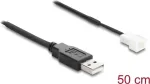 Delock USB 2.0 Type-A ki&scaron;tukas - 3 kontaktų ventiliatoriaus maitinimo kabelis, 50 cm (91227)