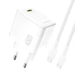 Dudao A28C 45W GaN sieninis įkroviklis su USB-C laidu - Baltas