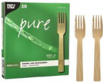 PAPSTAR Kuchen- und Snackgabel pure, L&auml;nge: 145 mm, 50er aus Bambus, biologisch abbaubar und kompostierbar, - 1 St&uuml;ck (88770)