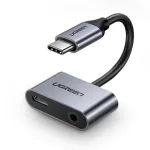 Ugreen CM193 USB-C į 3,5 mm garso adapteris, 2 prievadų, pilkas