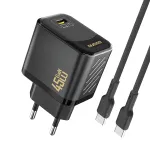 Dudao A28C 45W GaN sieninis įkroviklis su USB-C kabeliu &ndash; juodas