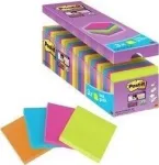 3M Post-it Super Sticky Notes 654SE24P lipnūs lapeliai, 76 x 76 mm, 90 lapų blokelyje, 4 spalvos (rinkinys)