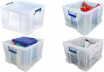 Fellowes Aufbewahrungsbox ProStore, 48 Liter, transparent transparent klar, aus sto&szlig;festem, recycelbarem PP, mit - 1 St&uuml;ck (7730901)
