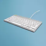 Ergonominė klaviatūra R-Go Tools Compact Break, kompakti&scaron;ka su pertraukų programine įranga, AZERTY (BE), laidinė, balta