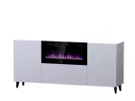 Komoda su elektriniu židiniu Cama Meble PAFOS, 180x42x82 cm, balta matinė, 1400&ndash;1600 W, be rankenų, 3 durys, 2 lentynos