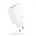 Evelatus ETC06 kelioninis įkroviklis, EU sieninis, 3 prievadai, 32 W, USB-C / USB-A2, baltas