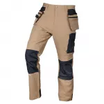 NEO TOOLS Mix&Match 4-Way Stretch darbo kelnės su &scaron;oninėmis ki&scaron;enėmis, Cordura sustiprintos, smėlio/juodos, dydis S
