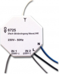 Busch-Jaeger 6725. Produkttyp: Switching/dimming actuator, Befestigungstyp: Unterputzmontiert, Anzahl Kan&auml;le: 2 Kan&auml;le. Energiequelle: AC, Eingangsspannung: 230 V, Eingangsfrequenz: 50 Hz. Breite: 47 mm, Tiefe: 14 mm, H&ouml;he: 48 mm (6720-0-0007)