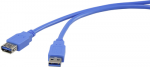 Renkforce USB 3.0 Verl&auml;ngerungskabel [1x USB 3.0 Stecker A - 1x USB 3.0 Buchse A] 1 m Blau vergoldete Steckkontakte Renkforce (1420708)