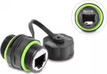 Delock kabelio jungtis RJ12 lizdas&ndash;RJ12 lizdas su M20 x 1.5 mm sriegiu ir apsauginiu dangteliu, IP68 nuo dulkių ir vandens