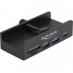 Externer USB 5 Gbps Hub mit 2 x USB Typ-A, 1 x USB Type-C&trade; und SD + Micro SD Slot mit Feststellschraube, USB-Hub schwarz