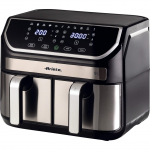 Hei&szlig;luftfritteuse Dual Metal 9 L (edelstahl/schwarz, 2.100 Watt, 2 K&ouml;rbe je 4,5 Liter)