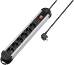 Renkforce RF-6417718 &Uuml;berspannungsschutz-Steckdosenleiste 6fach Schwarz, Aluminium Schutzkontakt 1 St. (RF-6417718)