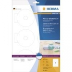 HERMA Special - Permanent selbstklebende, matte, lichtundurchl&auml;ssige CD/DVD-Papieretiketten - wei&szlig; - 78 mm rund 60 Etikett(en) (10 Bogen x 6) (8619)