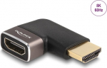 Delock - Highspeed - HDMI-Adapter mit Ethernet - HDMI m&auml;nnlich zu HDMI weiblich links abgewinkelt - Schwarz/Grau - unterst&uuml;tzt 8K 60 Hz (7680 x 4320) (60082)
