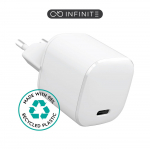 eSTUFF INFINITE - Netzteil - 100 % recycelter Kunststoff - 20 Watt - 3 A - Apple Fast Charge, PD 3,0, QC 3.0 (24 pin USB-C) - wei&szlig; (ES637025-BULK)