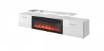 Spintelė televizoriui Cama Meble ROVA su elektriniu židiniu 190x37x48 cm balta/blizganti balta