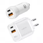 LogiLink PA0374 USB-A/C kroviklio rinkinys, 20 W, 1x USB-A ir 1x USB-C, baltas