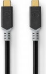 Nedis CCBW64020AT10. Kabell&auml;nge: 1 m, Anschluss 1: USB C, Anschluss 2: USB C, USB-Version: USB4 Gen 2x2, Maximale Daten&uuml;bertragungsrate: 2000 Mbit/s, Produktfarbe: Schwarz, Silber (CCBW64020AT10)