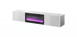 TV spintelė Cama Meble SLIDE 200K su elektriniu židiniu 200x40x37 cm blizganti balta
