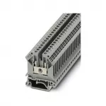 Phoenix Contact UK 5 praėjimo gnybtų blokas, varžtinis sujungimas, 4 mm&sup2;, 800 V, 32 A, pilkas, montavimui ant DIN bėgio, 2 jungtys, 1 potencialas, PA izoliacija, UL 94 V0