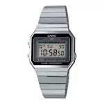 CASIO A700W-1A Vyri&scaron;kas Skaitmeninis Laikrodis, 37,4 mm, Nerūdijančio Plieno Apyrankė, Juodas Ciferblatas, LED Foninis Ap&scaron;vietimas