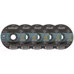 Wolfcraft 1620300 pjovimo diskų rinkinys, 115 mm skersmuo, 22,23 mm kiaurymė, 1,0 mm storis, 5 vnt., metalui ir nerūdijančiam plienui