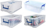 Fellowes Aufbewahrungsbox ProStore, 10 Liter, 4er-Set transparent klar, aus sto&szlig;festem, recycelbarem PP, mit - 1 St&uuml;ck (7730404)