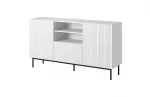 PAFOS komoda ant a juodas plieninis rėmas 150x40x90 cm baltas matinis