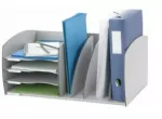 Paperflow dokumentų laikymo sistema S, 4 skyriai, pilka, polistirenas, 2 reguliuojamos pertvaros