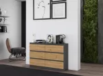 Komoda Top e shop M6 120 &ndash; Antracitas/Ąžuolas, 6 stalčių, 1200&times;300&times;770 mm, medžio drožlių plok&scaron;tė