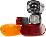FISCHER Fahrrad-Aufr&uuml;stset, batteriebetrieben, 7-teilig Inhalt: 1 LED-Frontleuchte 12 Lux, 1 LED-R&uuml;ckleuchte, - 1 St&uuml;ck (85345)