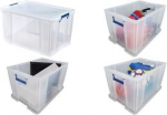 Fellowes Aufbewahrungsbox ProStore, 85 Liter, transparent transparent klar, aus sto&szlig;festem, recycelbarem PP, mit - 1 St&uuml;ck (7731101)