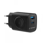 GEMBIRD USB-A USB-C 20W PD QC 3.0 greitasis įkroviklis, juodas