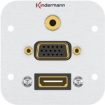 Kindermann 7441000586. Buchsen-Typ: HDMI + VGA + 3.5mm, Module Menge (max): 1 Modul(e). Produktfarbe: Aluminium, Material: Aluminium. Breite: 54 mm, H&ouml;he: 54 mm, Tiefe (min): 5,8 cm (7441000586)
