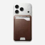 NOMAD Leather Mag Wallet - su Apple Find My ir MagSafe, Horween oda (Rustic Brown)