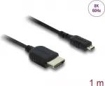 HDMI kabelis DELOCK 81690 &mdash; 1 m, HDMI A (standartinis) į Micro HDMI D, auksuoti kontaktai, 48 Gbit/s, 7680&times;4320, juodas