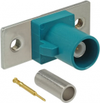 DeLOCK FAKRA Z plug spring pin for crimping 2 prepunched holes - Modulares Faceplate-Snap-In - FAKRA Z - RAL 5021, Wasserblau (89796)