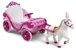 Huffy Electric Disney Princess vežimas su arkliuku 6 V rožinis