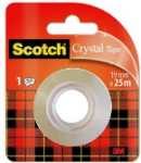Scotch Klebefilm Crystal, transparent, 19 mm x 25 m hochtransparent, leichtes und ger&auml;uschloses Abrollen - 12 St&uuml;ck (6-1925R)