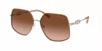 Michael Kors moteri&scaron;ki akiniai nuo saulės MK1127J10143B rožinio aukso metalinis rėmelis, rudi gradientiniai lę&scaron;iai, 59 mm