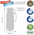 ROTPUNKT stiklinė vakuuminė termokana 1,0 l Shiny Fox Red
